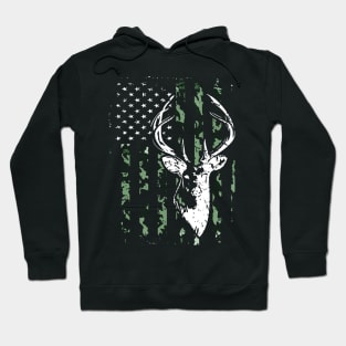 Camouflage American Flag Deer Hunting Hoodie